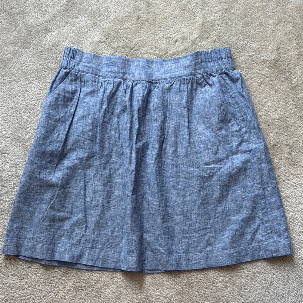 Loft Blue Chambray Skirt, medium